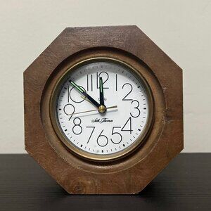 Antique Vintage Seth Thomas Wood Octagon 5 Inch Desk Clock
